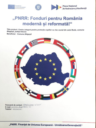 ”CENTRU INTEGRAT PENTRU PROTECȚIA COPIILOR CU RISC SOCIAL DIN SATUL BUDA, COMUNA BLĂGEȘTI, JUDEȚUL BACĂU” 